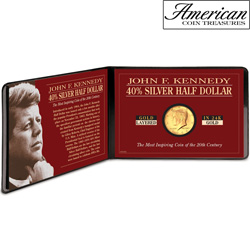 Silver JFK Half Dollar Coin Layered in Pure Gold Model# 7205