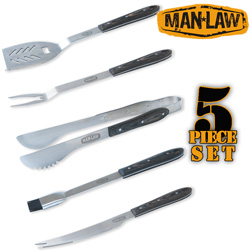 5 Piece BBQ Premium Wood handle Tool Set&nbsp;&nbsp;Model#&nbsp;MANH1
