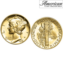 Gold-Layered Mercury Dime Cufflinks&nbsp;&nbsp;Model#&nbsp;11341