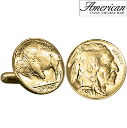Gold-Layered Buffalo Nickel Cufflinks&nbsp;&nbsp;Model#&nbsp;11340