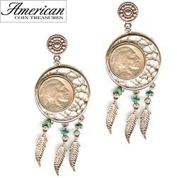 Dream Catcher Buffalo Nickel Post Earrings Model# 11344
