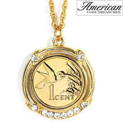 Gold -Layered Hummingbird Coin Pendant Model# 11345