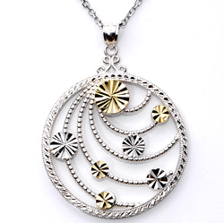 14k Yellow Gold and Sterling Silver Medallion Necklace&nbsp;&nbsp;Model#&nbsp;JN520