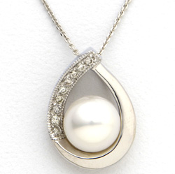 14k White Gold and Sterling Silver Pearl Necklace&nbsp;&nbsp;Model#&nbsp;JN566