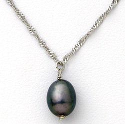 Sterling Silver Black Pearl Necklace Model# JN970-B