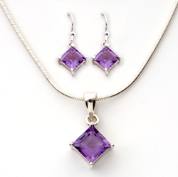 Purple Square Amethyst Earrings&nbsp;&nbsp;Model#&nbsp;JS367