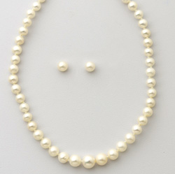 Yellow Gold Pearl Strand & Earring Set Model# JS762