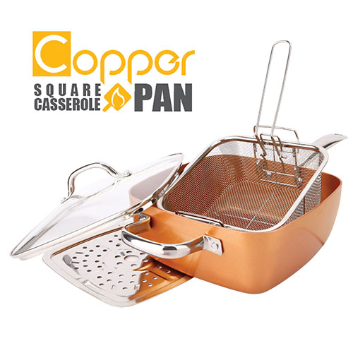 Non-Stick Copper Titianium Chef 5 Piece 9.5" Square Pan Set