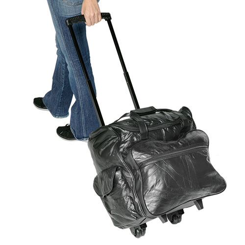 Rolling Leather Carry-On Bag