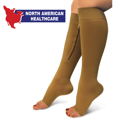 Zipper Compression Socks - Beige