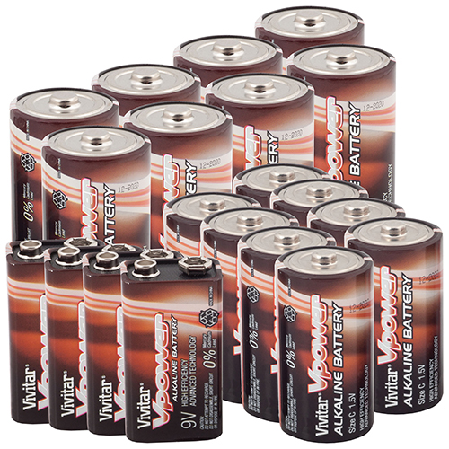 Heartland America Vivitar C/D/9V Batteries 20 Pack