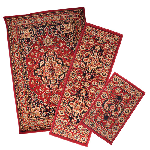 Red Apex 3PC Rug Set