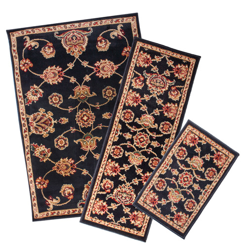 Black Apex 3PC Rug Set
