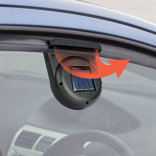 Temperatures in a parked vehicle can soar past 120 degrees. But if you crack a window to vent it, you compromise on security. This solar powered fan installs in seconds in your vehicle's window to remove hot, stale air and humidity. Helps remove tobacco and pet odors too. And because it runs on the sun, there are no batteries to replace and no drain on your vehicle's battery. Weatherproof. Not for use with tinted windows. Size 2 Pack
