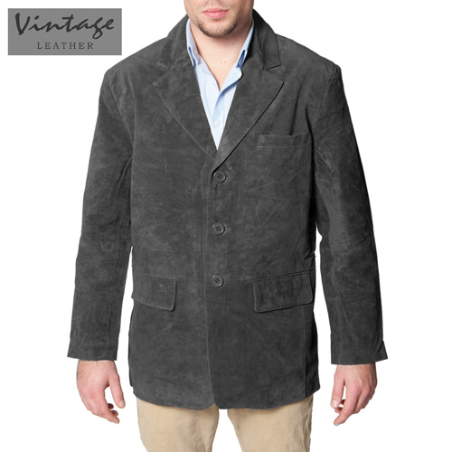 Mens Suede Blazer - Black