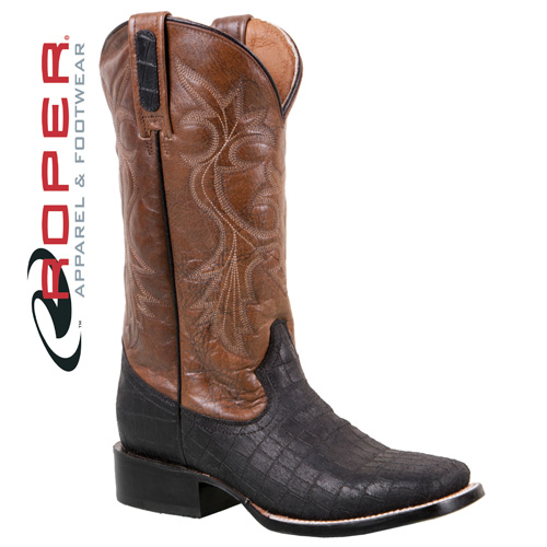 Roper Caiman Print Boots - Distressed