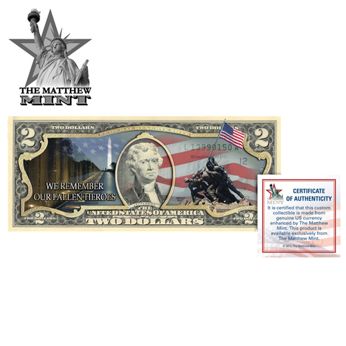 Colorized Veteran's $2 Bill