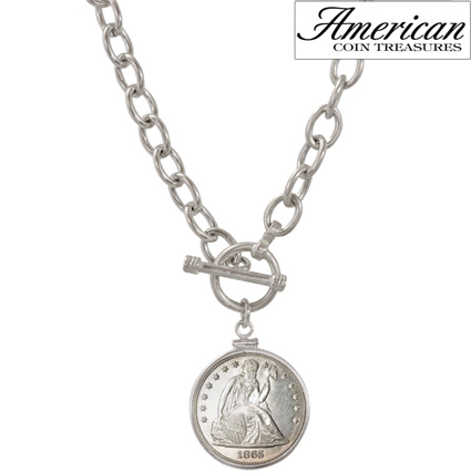 Civil War Seated Liberty Sterling Silver Toggle Pendant