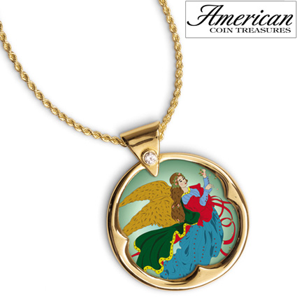 Heavenly Angel Colorized JFK Half Dollar Pendant