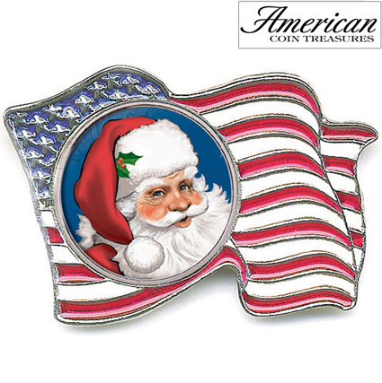 Santa Colorized Quarter Flag Pin